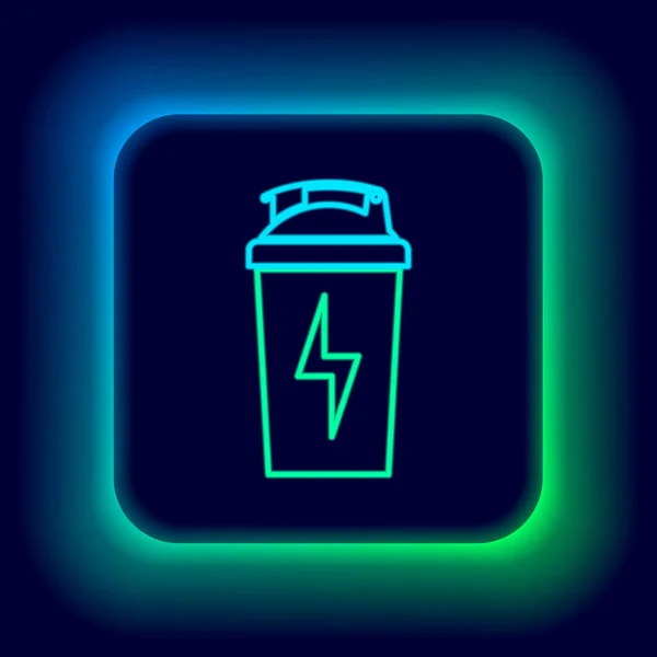 Ragyogó Neon Vonal Fitness Shaker Ikon Elszigetelt Fekete Háttérrel Sport — Stock Vector