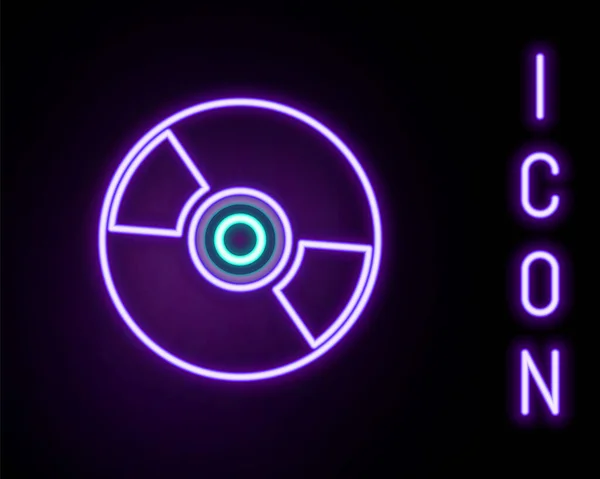 Leuchtende Neon Line Oder Dvd Disk Symbol Isoliert Auf Schwarzem — Stockvektor