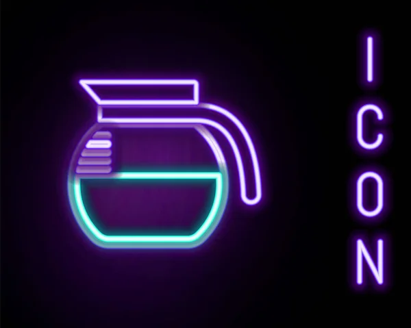 Leuchtendes Neonfarbenes Kaffeekannen Symbol Isoliert Auf Schwarzem Hintergrund Buntes Rahmenkonzept — Stockvektor
