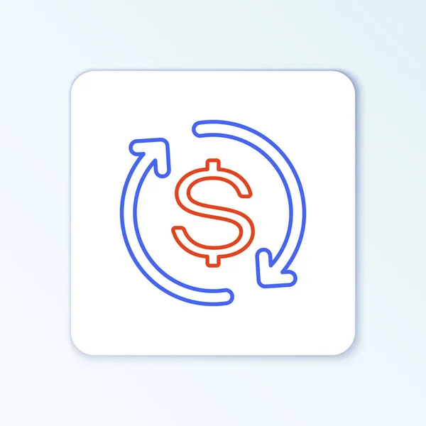 Line Return Investment Icon Geïsoleerd Witte Achtergrond Geld Converteren Pictogram — Stockvector