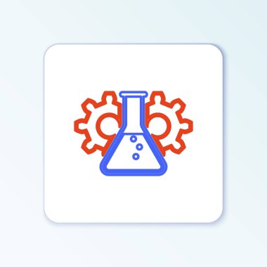Biyomühendislik çizgisi simgesi beyaz arkaplanda izole edildi. Genetik elementi ve biyomühendislik ikonu. Biyoloji, molekül, kimyasal ikon. Renkli taslak konsepti. Vektör