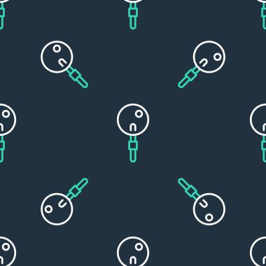 Line Lolipop simgesi siyah arkaplanda kusursuz desen izole etti. Yemek, lezzetli bir sembol. Vektör