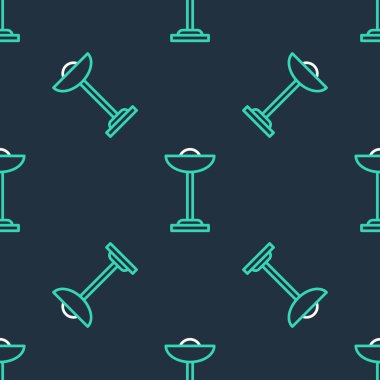 Çizgi zemin lambası simgesi siyah arkaplanda izole edilmiş. Vektör