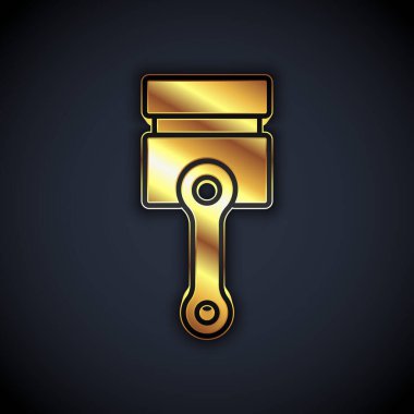 Altın Motor piston simgesi siyah arkaplanda izole edildi. Araba motoru pistonu işareti. Vektör
