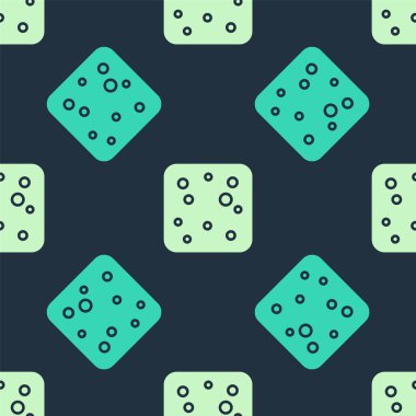 Yeşil ve bej renkli bira baloncukları ikonu mavi arka planda izole edilmiş pürüzsüz desen. Vektör