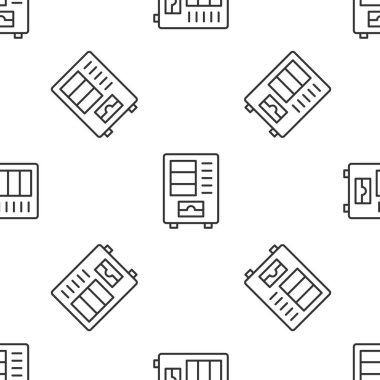 Gri çizgili yiyecek ve içecek otomatiği otomatikman beyaz arka planda izole edilmiş ikon satışı. Vektör