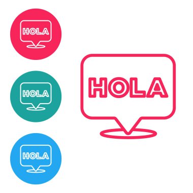 Hola simgesi beyaz arkaplanda izole edildi. Simgeleri daire düğmelerine ayır. Vektör