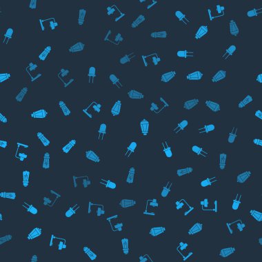 Masa lambası, ışık yayan diyot, bahçe ışığı ve ampulü pürüzsüz desende ayarla. Vektör