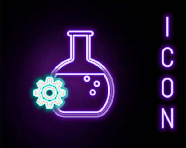 Glödande Neon Line Bioengineering Ikon Isolerad Svart Bakgrund Element Genetik — Stock vektor