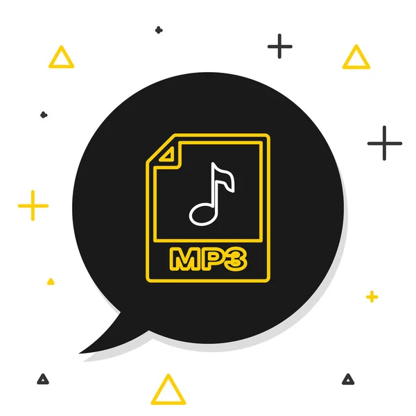 Line Mp3 File Document Download Mp3 Button Icon Isolated White — Stock Vector