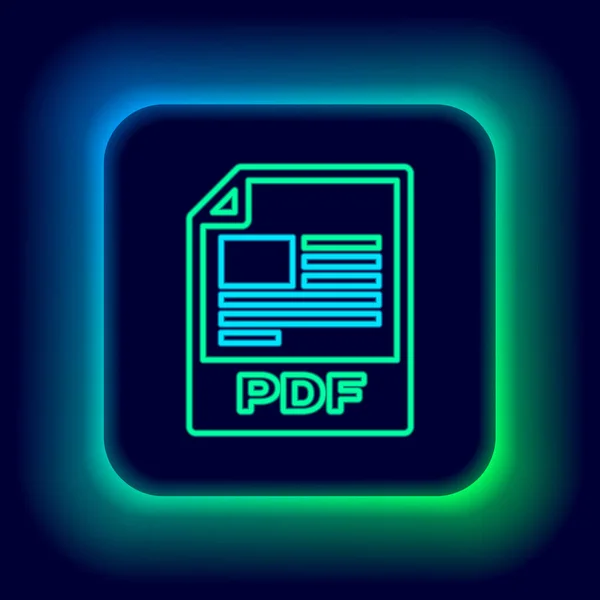 Gloeiende Neon Lijn Pdf Bestand Document Download Pdf Knop Pictogram — Stockvector