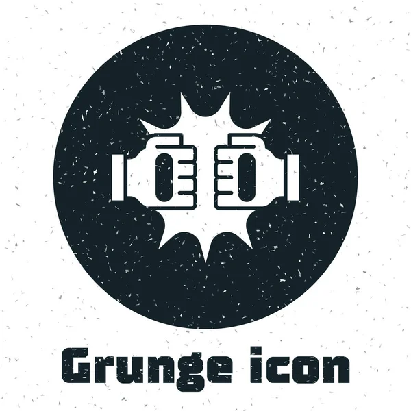 Grunge Punch Luvas Boxe Ícone Isolado Fundo Branco Luvas Boxe — Vetor de Stock
