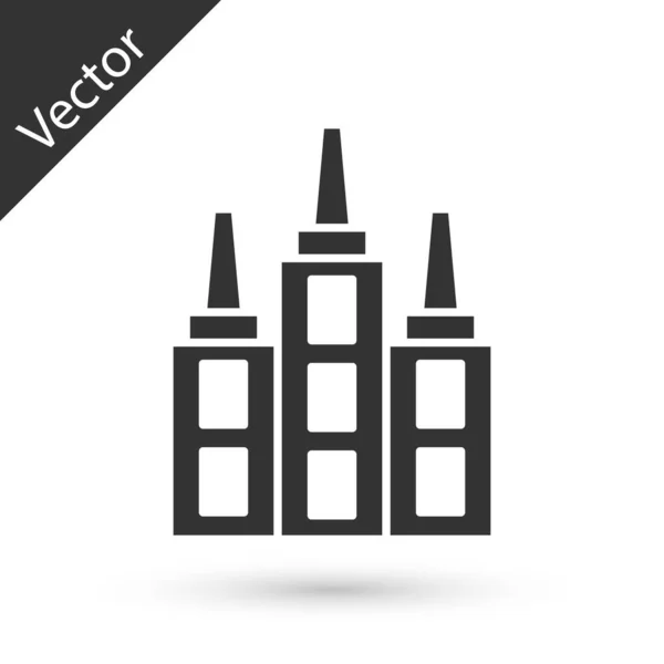 Grey Skyscraper Icon Isolated White Background Metropolis Architecture Panoramic Landscape — Stock Vector