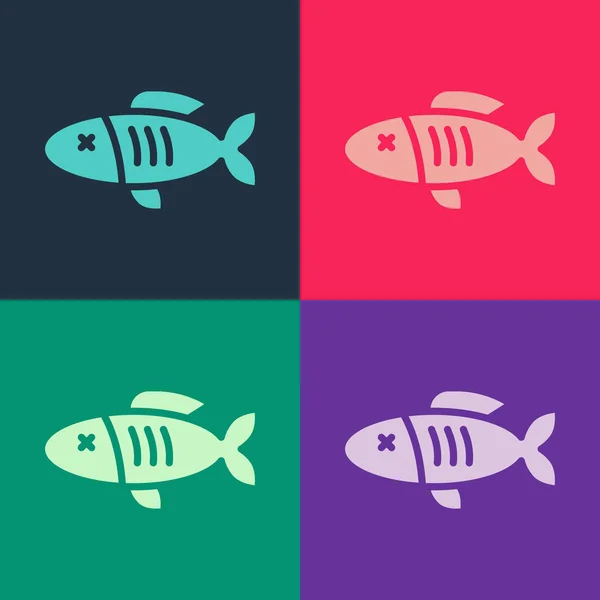 Pop Konst Torkad Fisk Ikon Isolerad Färg Bakgrund Vektor — Stock vektor