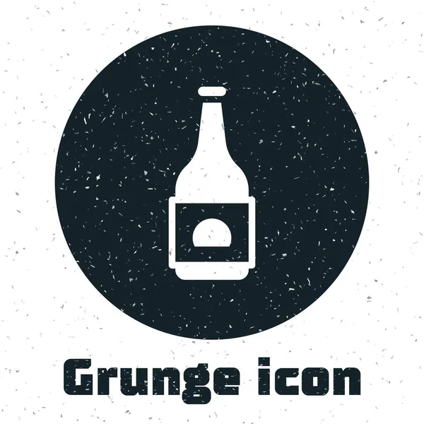 Icono Botella Cerveza Grunge Aislado Sobre Fondo Blanco Dibujo Vintage — Vector de stock