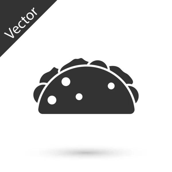 Taco Gris Con Icono Tortilla Aislado Sobre Fondo Blanco Menú — Vector de stock