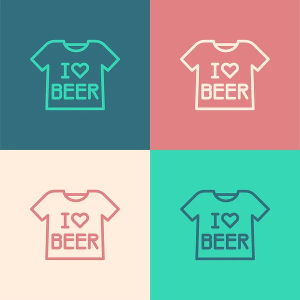 Pop Art Line Beer Shirt Icon Isolated Color Background Vector — Stock Vector