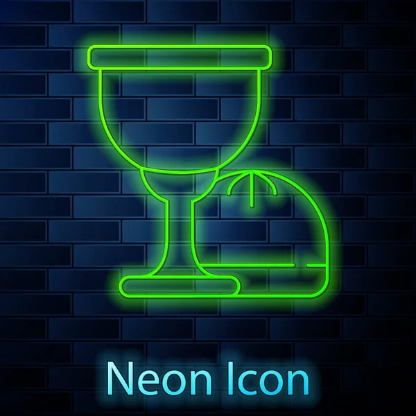 Zářící Neonová Čára Ikona Svatého Grálu Nebo Kalichu Izolovaná Pozadí — Stockový vektor