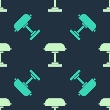 Yeşil ve bej masa lambası ikonu mavi arkaplanda izole edilmiş pürüzsüz desen. Masa lambası. Vektör