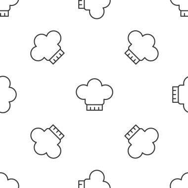 Gri çizgi aşçı şapkası ikonu beyaz arka planda kusursuz desen izole etti. Aşçılık sembolü. Aşçı şapkası. Vektör