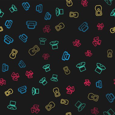 Sıralı spor çantası, dövüş kulübü MMA, Kettlebell ve Japon kostümlü kusursuz desenli tişört. Vektör