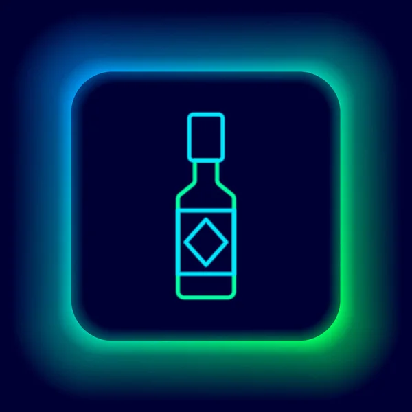 Glowing Neon Line Tabasco Sauce Icon Isolated Black Background Chili - Stok Vektor