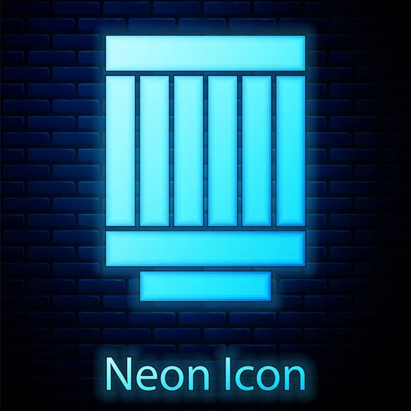 Zářící Neon Auto Filtr Ikona Izolované Cihlové Zdi Pozadí Symbol — Stockový vektor