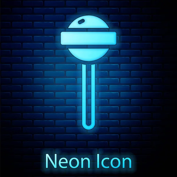 Ragyogó Neon Nyalóka Ikon Elszigetelt Téglafal Háttér Étel Finom Szimbólum — Stock Vector