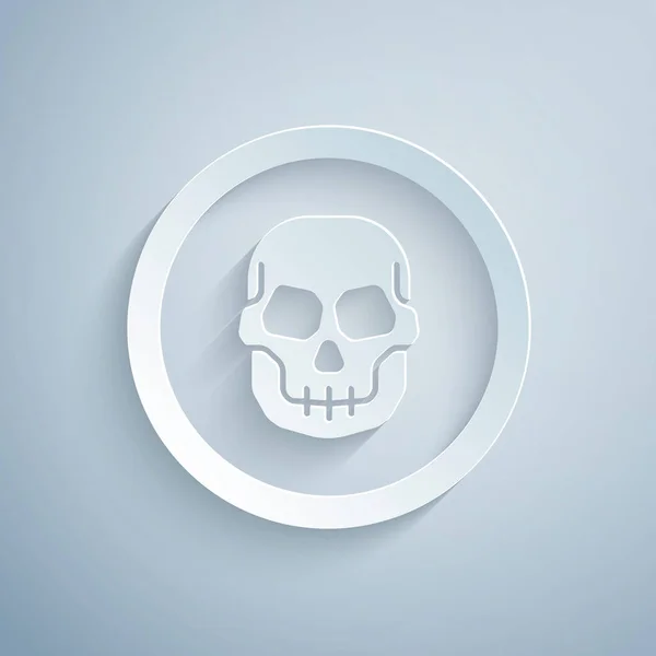 Paper Cut Mexican Skull Coin Icon Isolated Grey Background Paper — 스톡 벡터