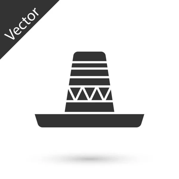 Chapeau Mexicain Traditionnel Gris Icône Sombrero Isolé Sur Fond Blanc — Image vectorielle