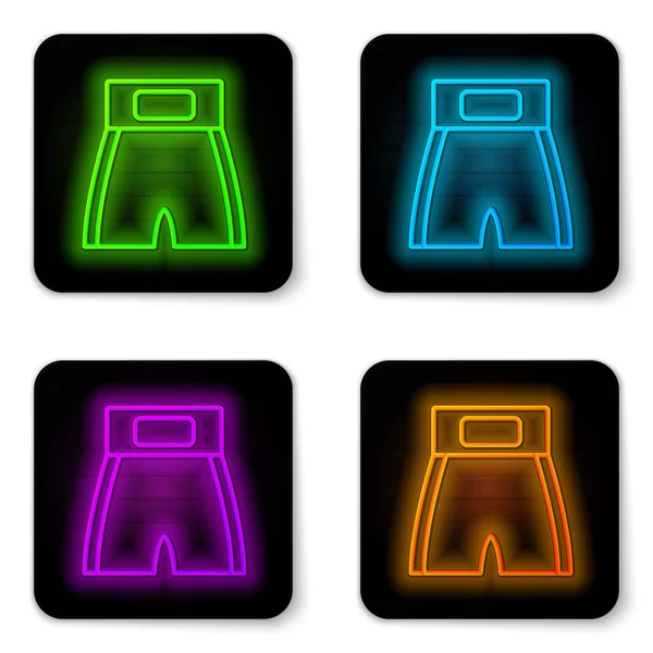 Glowing Neon Line Boxing Short Icon Isolated White Background Black — Stock Vector