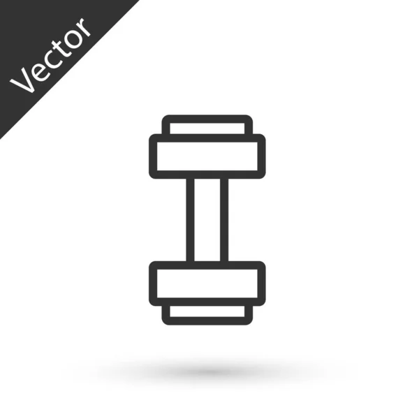 Icono Dumbbell Línea Gris Aislado Sobre Fondo Blanco Icono Levantamiento — Archivo Imágenes Vectoriales