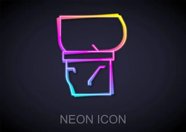 Glödande Neon Linje Magen Ikon Isolerad Svart Bakgrund Vektor — Stock vektor