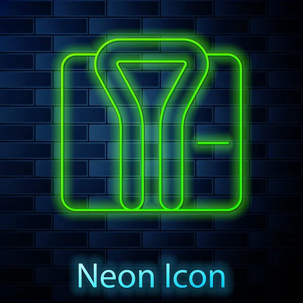 Leuchtende Neon Linie Bademantel Symbol Isoliert Auf Backsteinwand Hintergrund Vektor — Stockvektor