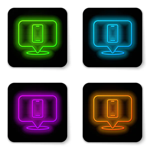 Glowing Neon Line Phone Repair Service Icon Isolated White Background — Stock Vector
