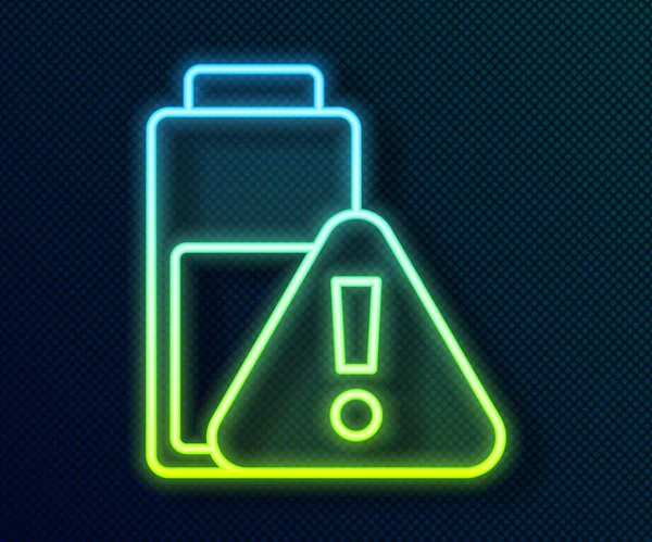 Glödande Neon Line Smartphone Batteri Laddnings Ikon Isolerad Svart Bakgrund — Stock vektor