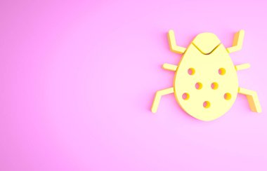 Sarı Sistem hata konsepti simgesi pembe arkaplanda izole edildi. Kod hatası konsepti. Sistemde hata var. Böcek araması. Minimalizm kavramı. 3d illüstrasyon 3B canlandırma.