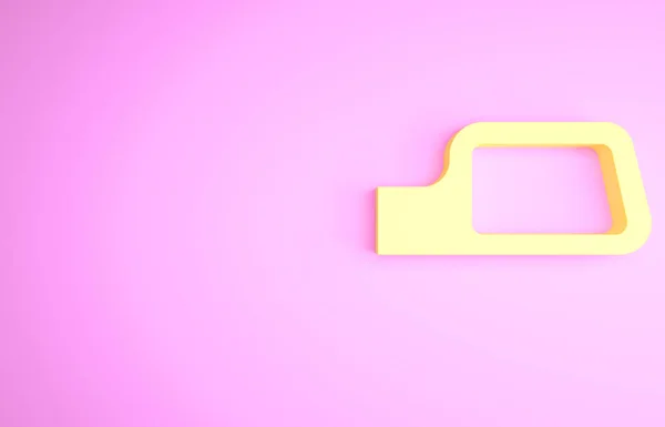 Icono Espejo Coche Amarillo Aislado Sobre Fondo Rosa Concepto Minimalista — Foto de Stock