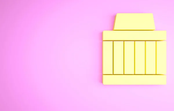 ピンクの背景に隔離された黄色の車のエアフィルターアイコン 自動車修理サービスのシンボル 最小限の概念 3Dイラスト3Dレンダリング — ストック写真