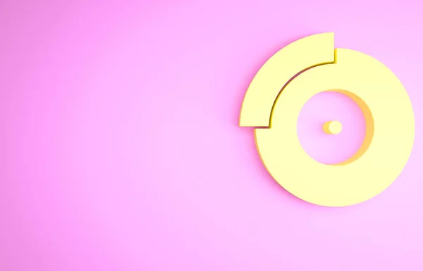 Желтый Автомобильный Тормозной Диск Значком Суппорта Изолирован Розовом Фоне Концепция — стоковое фото