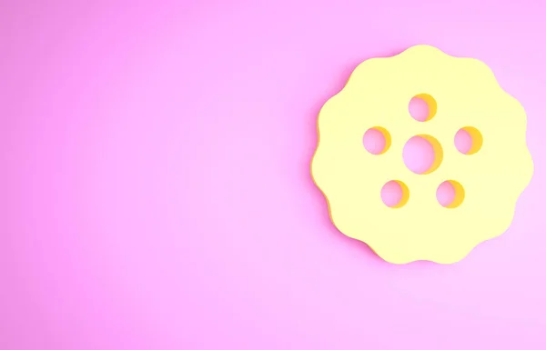 黄色的齿轮图标孤立在粉红色的背景 Cogwheel齿轮设置标志 Cog符号最低纲领的概念 3D渲染3D插图 — 图库照片