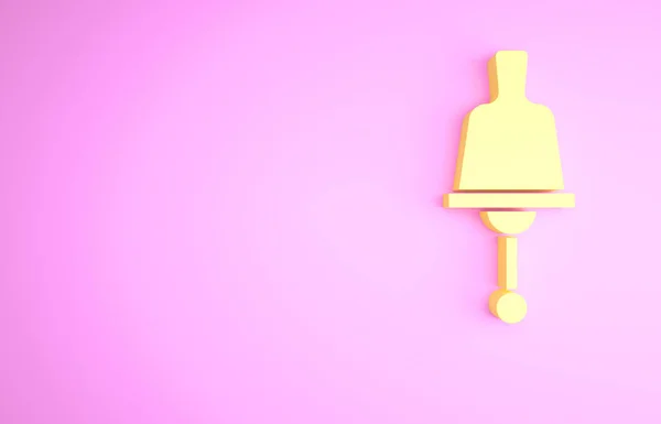 Żółta Ikona Dzwonka Odizolowana Różowym Tle Symbol Alarmu Dzwonek Serwisowy — Zdjęcie stockowe