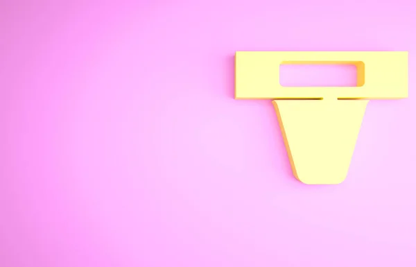 Жовтий Охоронець Бойових Мистецтв Значок Ізольований Рожевому Тлі Концепція Мінімалізму — стокове фото