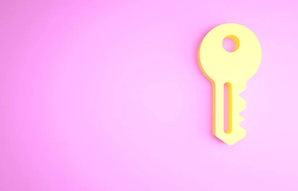 Ікона Жовтого Дому Ізольована Рожевому Тлі Концепція Мінімалізму Рендеринг — стокове фото
