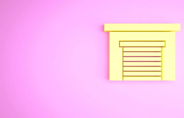 Ícone Garagem Amarelo Isolado Fundo Rosa Conceito Minimalismo Ilustração Render — Fotografia de Stock