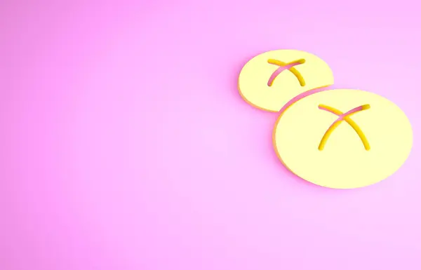 ピンクの背景に黄色のパンのローフアイコン 最小限の概念 3Dイラスト3Dレンダリング — ストック写真