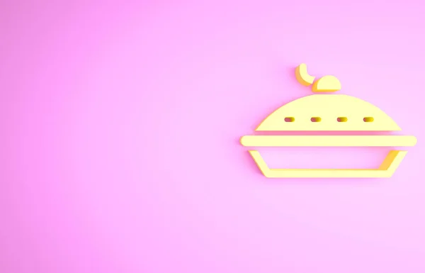 Yellow Homemade Pie Icon Isolated Pink Background Minimalism Concept Illustration — Stock Photo, Image