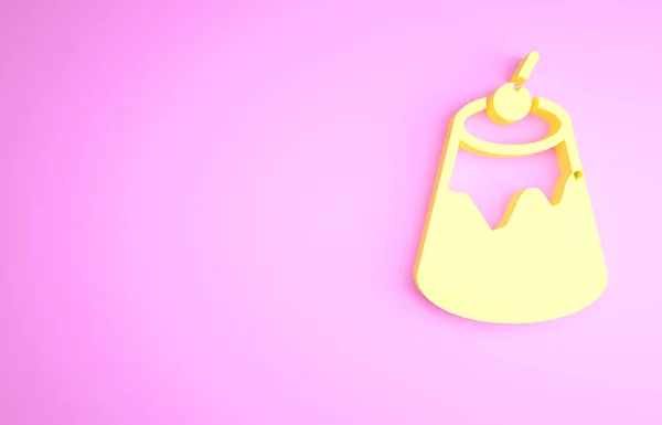 Желтый Пудинг Заварной Крем Карамельной Глазури Значок Изолирован Розовом Фоне — стоковое фото