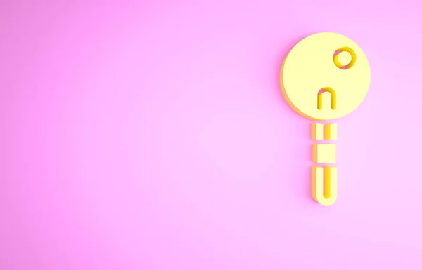 Желтый Леденец Значок Изолирован Розовом Фоне Еда Вкусный Символ Минимализм — стоковое фото
