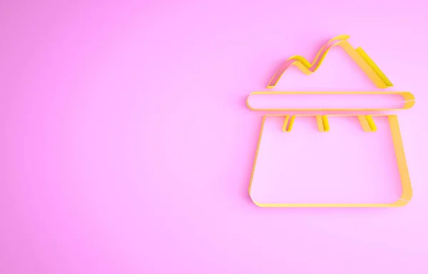 Желтый Мешок Иконой Муки Выделен Розовом Фоне Концепция Минимализма Рендеринг — стоковое фото